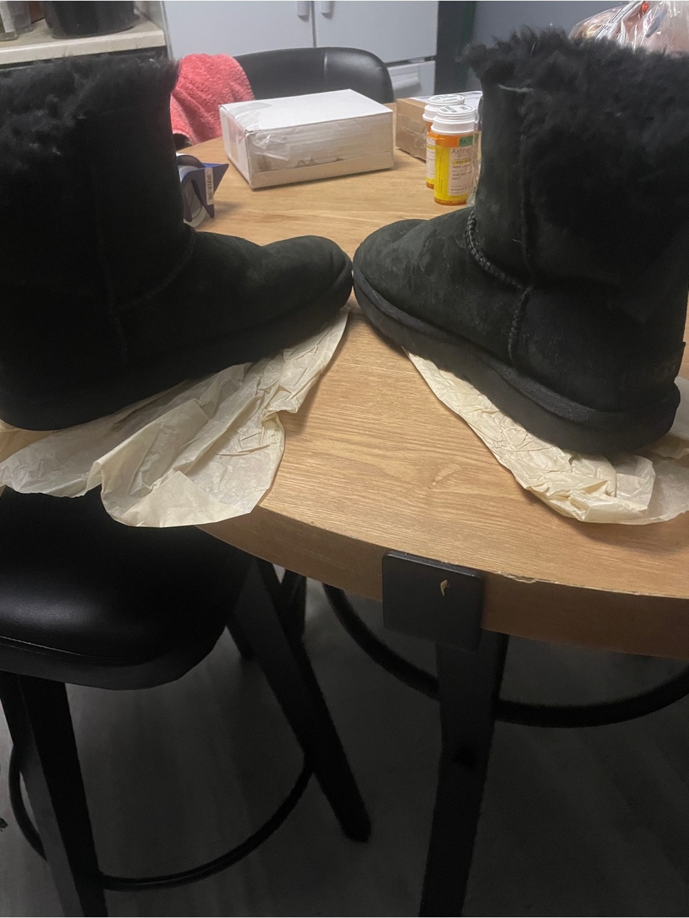 UGG Black Suede Short Shearling Boots